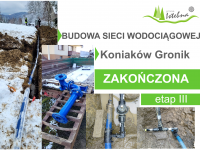 Budowa sieci wodociągowej wraz z przyłączami Koniaków Gronik